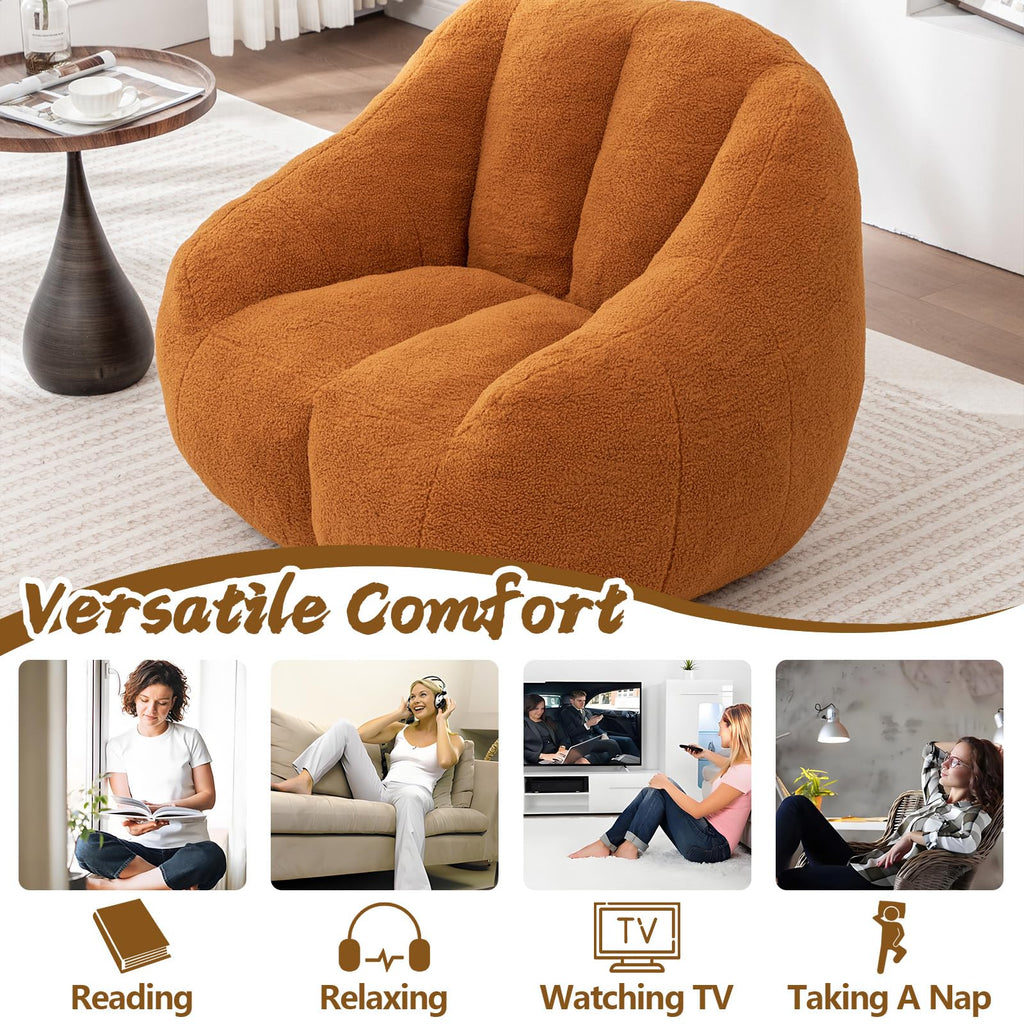 Faux Fur Oversized Bean Bag Chairs with Filler H1920