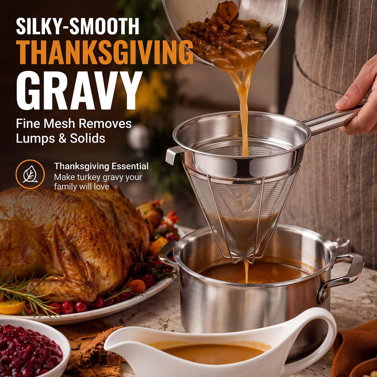 8" Fine Mesh Strainer Set with Handle and Pestle R281