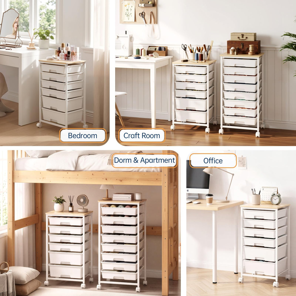 Rolling Storage Cart with 6 Drawers C2744