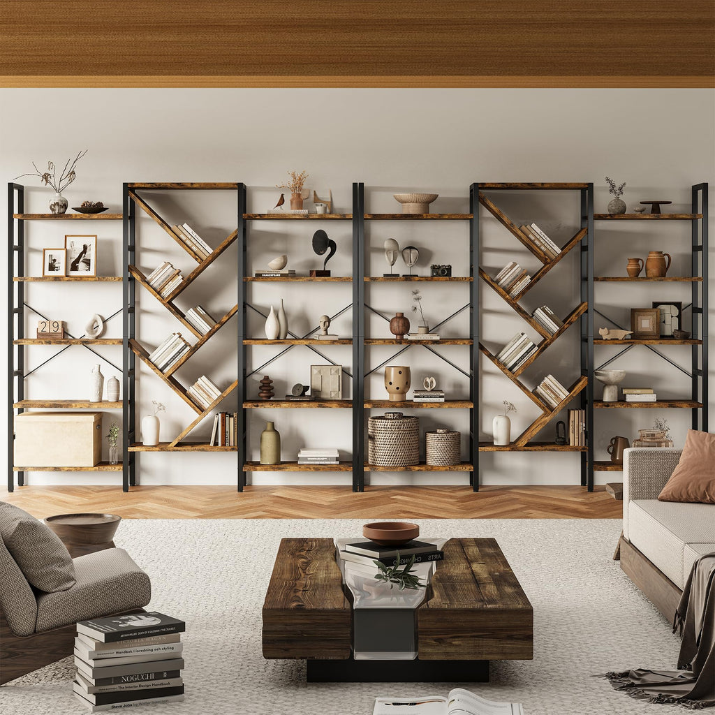 70x70 5 Tier Wooden Bookcase with 17 Open Shelf Z84737