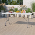 6-Foot Granite White Plastic Folding Table U38678