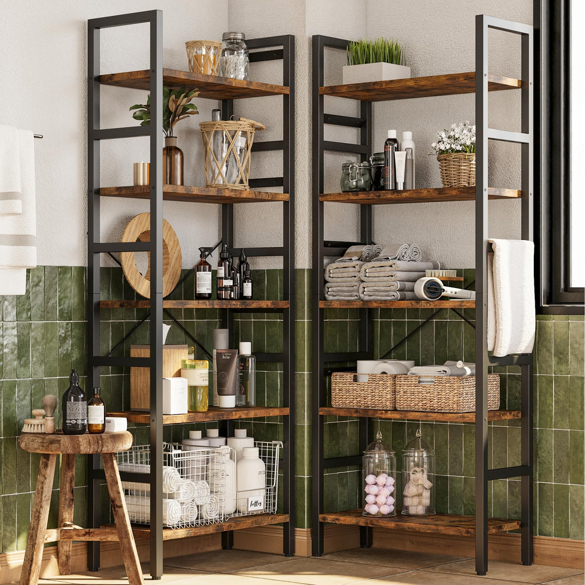 70x70 5 Tier Wooden Bookcase with 17 Open Shelf Z84737