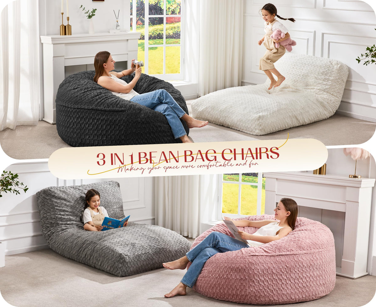Bean Bag Chair Convertible 3 in 1 Washable Giant R6966
