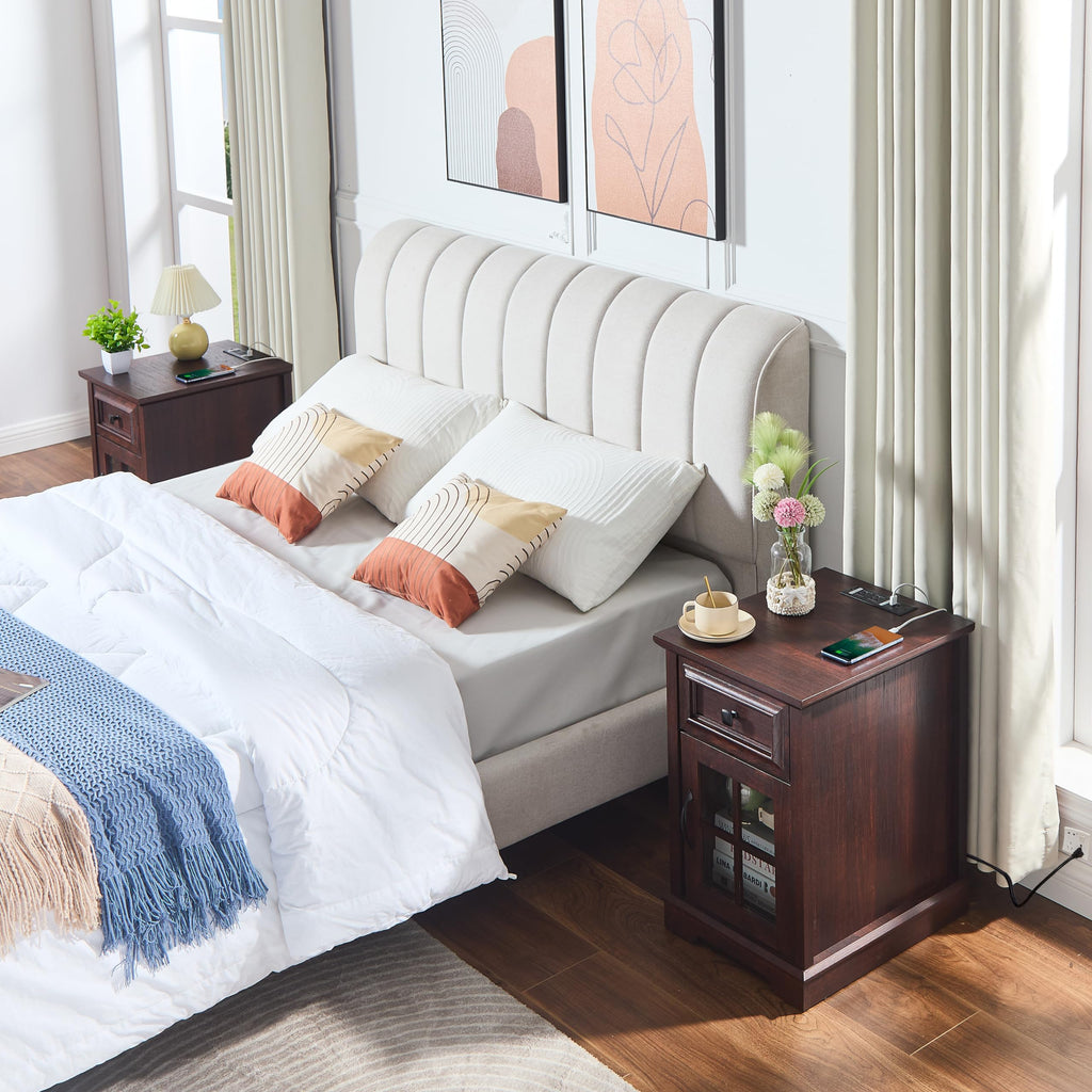 Cherry Side Table with Charging Station M8103