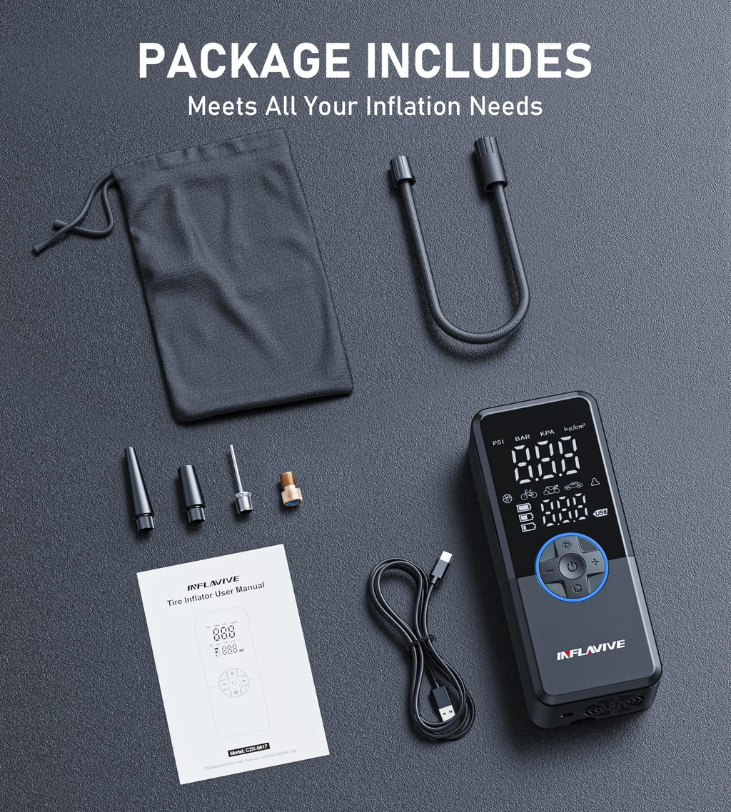 Portable Cordless Tire Inflator Air Compressor with Digital Gauge F70037