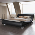 Queen Size Faux Leather Sleigh Bed Frame S93264