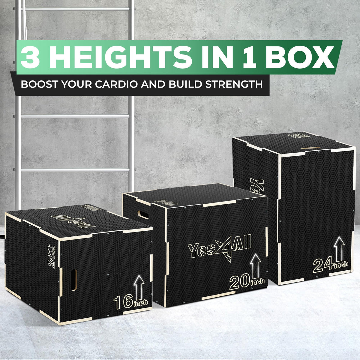 3-in-1 Non-Slip Wooden Plyo Box R229830