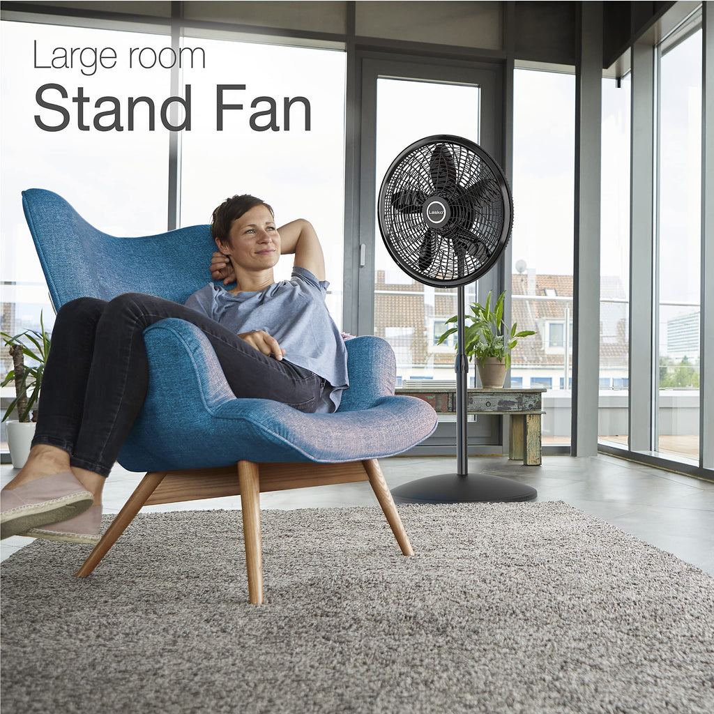 White 16 Inch and Black 18 Inch Oscillating Pedestal Stand Fans B371